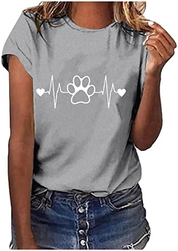 Camisa dos namorados para mulheres, pata de cachorro fofo pata de batimento cardíaco t-shirt