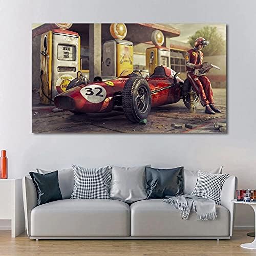 Huazai Canvas pintando poster de carro vintage Ferraris Classic Racing F1 Race Artwork Arte Arte