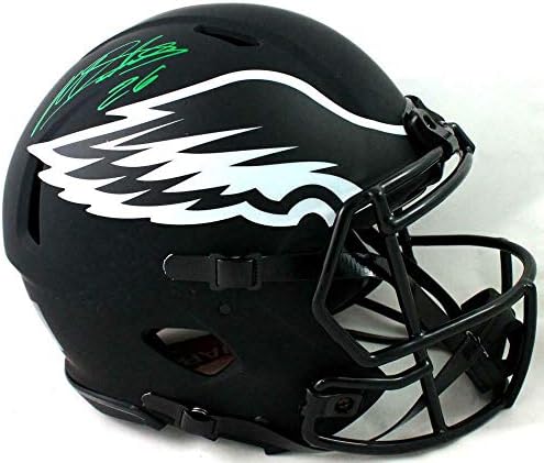 Miles Sanders autografou as águias f/s eclipse autêntico capacete -jsa w auth *verde - capacetes autografados