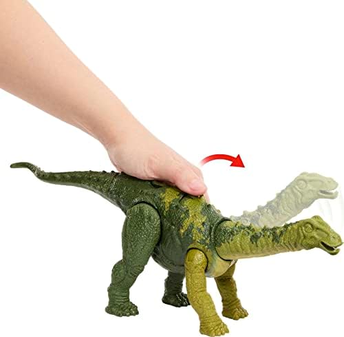 Jurassic World World Dinosaur Toy Nigersaurus com Roar Sound & Attack Action, Wild Roar Posable Figura,