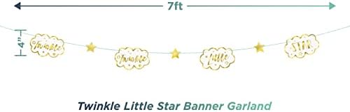 Twinkle Little Star Baby Shower Pack - Placas de sobremesa de papel, guardanapos de bebidas, xícaras, tampa