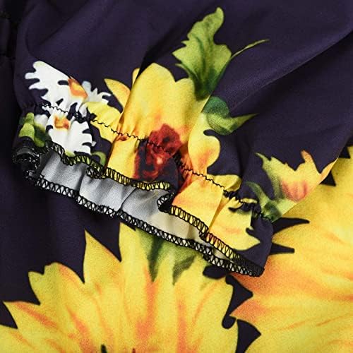 Vestido de manga comprida WPOUMV para mulheres estampas florais V Dress Up Dress Dress Flowy Flowy Swing