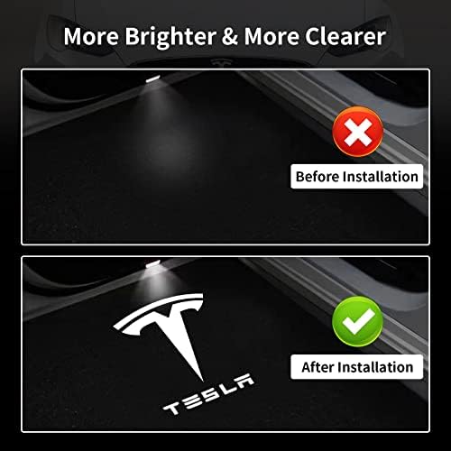 UXCER 4PCS Atualizou o projetor do logotipo da porta do carro Tesla Lights Lights, LED ultra-brilhante LED