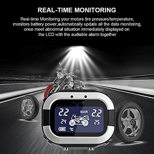 Motocicleta YGQZM TPMS Sistema de monitoramento de pressão do pneu motor LCD Exibir alarme de