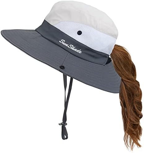 Chapéus solar rabo de cavalo para mulheres, chapéu de pesca larga de pesca na praia, chapéu de