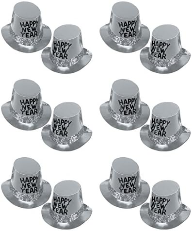 Beistle 12 peças prata feliz ano novo chapéus para suprimentos de festa NYE