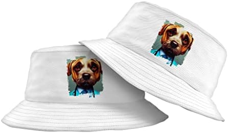 Cães fofos em fantasias chapéu de balde - chapéu de estampa de cachorro - chapéu de balde fofo