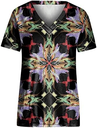 Camisas Hawaiianas Zefotim para Mulheres 2023 Manga Curta V Pescoço Floral Beach Boho Fashion Bloups Casual