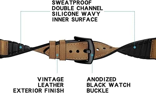 Gartoo Leather Watch Band para Garmin Instinct/Instinct 2 Solar, couro genuíno macio com pulseira