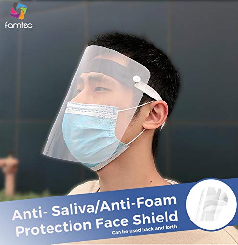 Escudos de face de vidro de plástico transparente | 5 pacote transparente e reutilizável Segurança Escudo FACE
