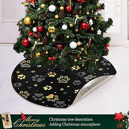 Gold Dog Paw Treça de Natal Mat de Árvore Imperpermeável Trepa Bandeja Carpete Submar
