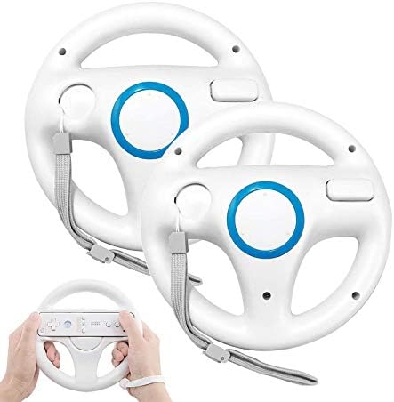 Roda de direção para Wii Controller, 2 PCs White Racing Wheel Compatível com Mario Kart, Geeklin Game Controller