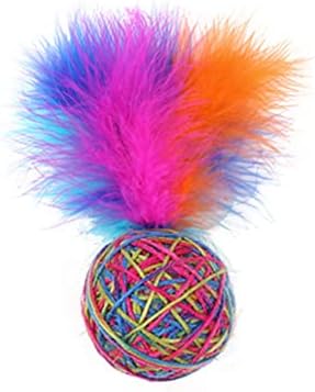Comeone Cat Ball Toy, Bolas de fios de lã coloridas feitas à mão para gatos fazendo exercícios e arranhando