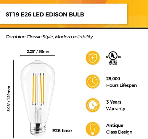 Hizashi 4 pacote St19 Edison LED BULLBS+6 PACK T6 CANDELABRA LED BULLBS…