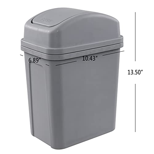 Hommp 2 galão de lixo de tampa de balanço pequena, lata de lixo com topo de balanço, cinza