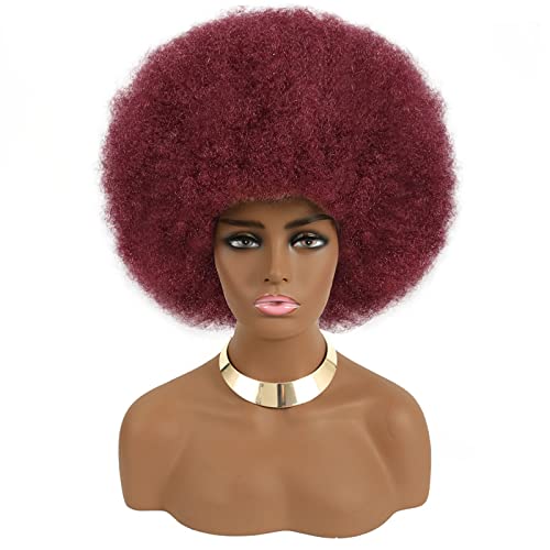 ANOGOL Hair Cap Afro Kinky Curly Wig Wine Red Wig Curly para mulheres negras Borgonha Red Wigs Wigs