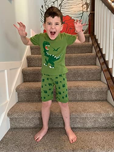 Meninos 2 peças de pijamas curtos tubarão de tubarão Sleepwear Cotton Cotton Dinosaur PJS Summer Kids Roupos