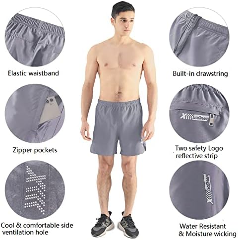 LVXGRAN Mens Athletic Gym shorts de 5 polegadas de 5 polegadas de exercícios de exercícios de exercícios