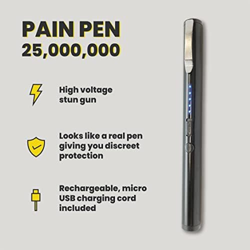 Produtos de segurança de rua 25.000.000 caneta de caneta de caneta, preto e prata pacote de 2