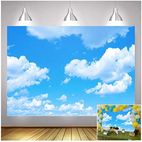 Blue Sky White Clouds Theme Photography Penários de 7x5ft Clear Sky Kids Birthday Party Banner Recém