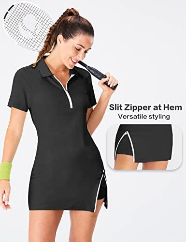 Vestidos de golfe de tênis de hiverlay para mulheres vestidos atléticos com shorts internos 2 bolsos para
