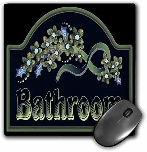 3drose llc 8 x 8 x 0,25 polegadas mouse pad, sinal de banho preto/verde vintage