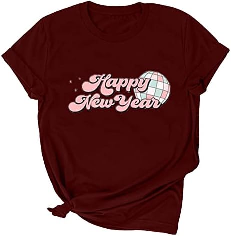 XIPCOKM feminino tshirts garotas fofas feliz ano novo camisetas camisetas macias de mangas curtas