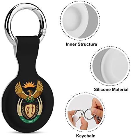 Brasão de armas da África do Sul estabelecimentos de silicone impressos para airtags com o chaveiro de