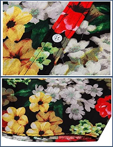 TUNEVUSE Mens de manga comprida camisa floral camisa florida Padrão de impressão de botão para baixo