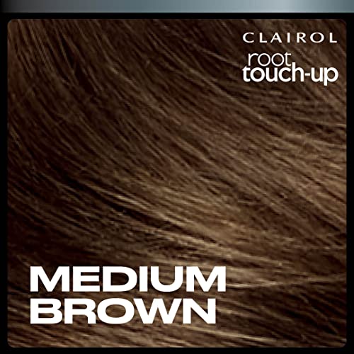 Cor de retoque de raiz clairol + volume 2 em 1 spray temporário, cor de cabelo castanho médio, embalagem