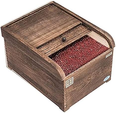 Caixa de armazenamento de arroz de binga de grãos acentuados com tampa, caixa de armazenamento de arroz