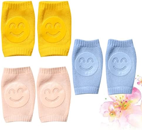 Toddmomy 6Pairs deslizam Kneepad Criandlers Color respirável+Rastreamento amarelo Belra algodão Baby Segurança