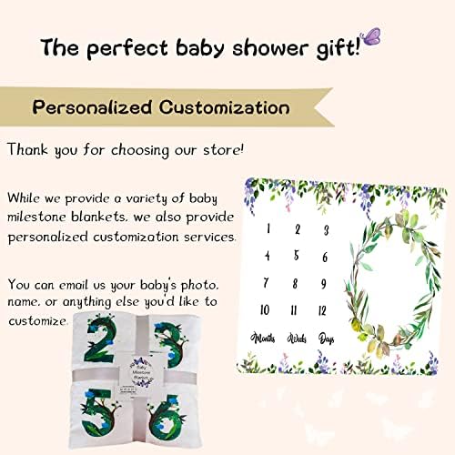 QiCaiyun bebê mensal marco cobertor, folhas verdes Month Baby Month para o bebê do primeiro ano, Primeiro