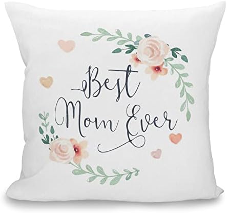 Melhor mãe Ever Floral Heart Throw Pillow Capas 18''x18 '', citação inspiradora Mãe Mã