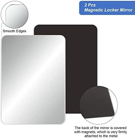 2 PCs espelho de armário magnético pequeno espelho de vidro real para o armário da escola Acessórios para