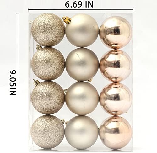 Ktkde Champagne Christmas Ball 2,36 Ornamentos 48 PCs Decorações de árvore de Natal Survendo