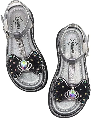 Sandálias de meninas brilho sandálias de verão vestidos de toe de pé de dedo do pé de sinógrafo de strasspdler/garotinha/garoto