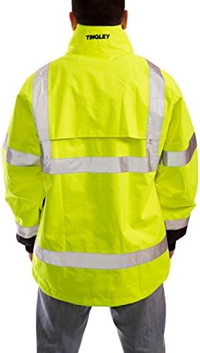 Tingley Standard Icon High Visibility Jacket com capuz preso, verde-amarelo/preto fluorescente,
