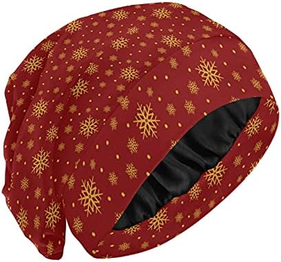 Skull Cap boné Sleep Work Hat chapéu de capô para mulheres Ano novo Ano Novo Flakes de neve vermelho