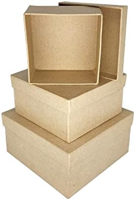 Caixas de ninho de papel de papel quadrado Allstellar - Pequeno conjunto de 3 caixas de papel com