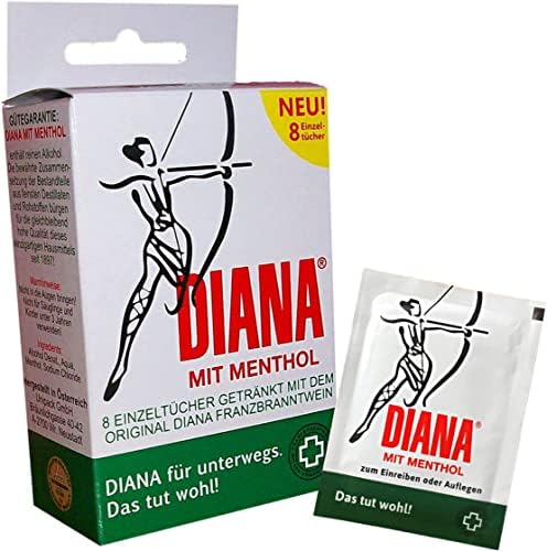 Toalhas refrescantes de Diana com mentol 8 peças - para esfregar e massagear/Áustria