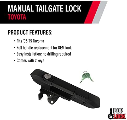 Pop & Lock PL5500 Manual Black Manual Tailgate Lock Toyota Tacoma