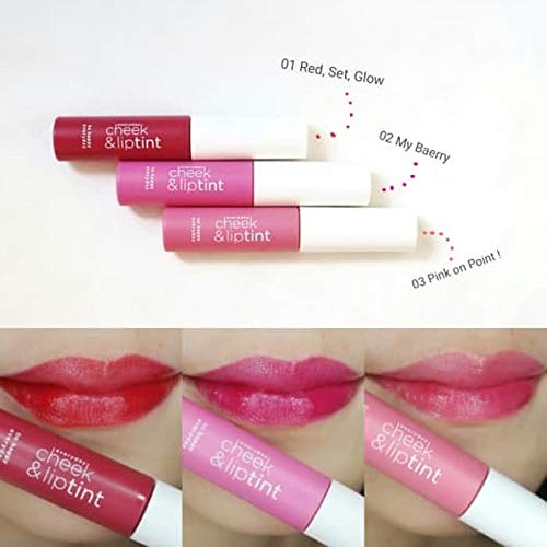 Mg Wardah Cheek Everyday e Lip Tint 01 Red Set Glow 5.5g -Lip TINT com 7 Essense Natural para acabamento semi