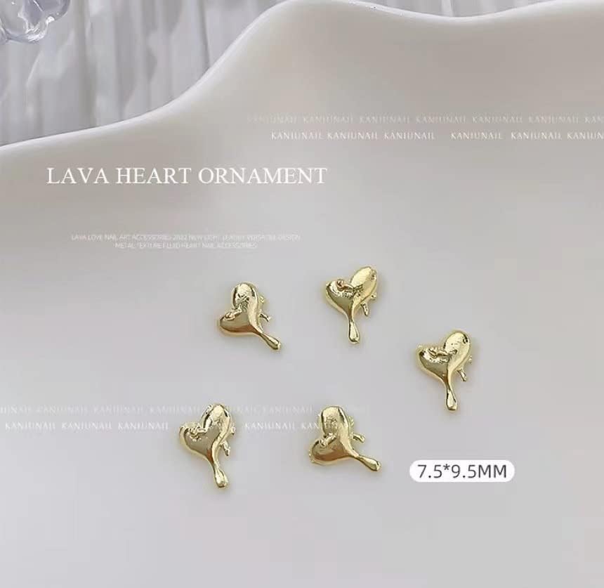 10pcs liga lava design unhas coração charme metal amor jóias gota de água no coração unhas acessórios 3d unhas de