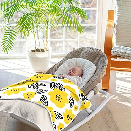 Folhas de flor amarela Cobertores de bebê para meninos super macios macios de crianças pequenas para