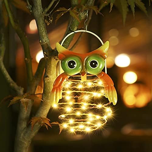 Tomshine Owl Lights Solar Outdoor, abacaxi pendurado lanternas solares, luzes solares à prova d'água de metal
