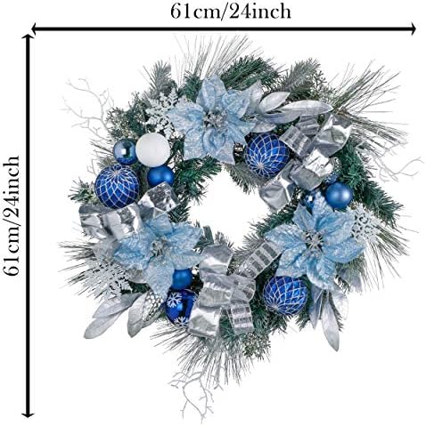 Pacote de valor da guirlanda de grinaldura de Natal | Winter Deseja Blue Silver Theme 24 polegadas Christmas