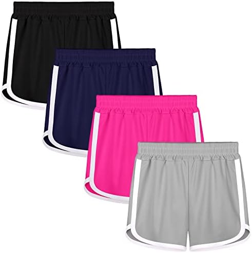 Resinta 4 pacotes garotas que executam shorts Quick seco