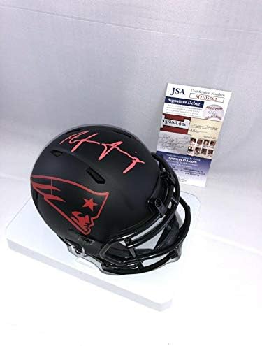 Anfernee Jennings assinou o New England Patriots Eclipse Mini Capacete JSA - Mini capacetes da faculdade autografados
