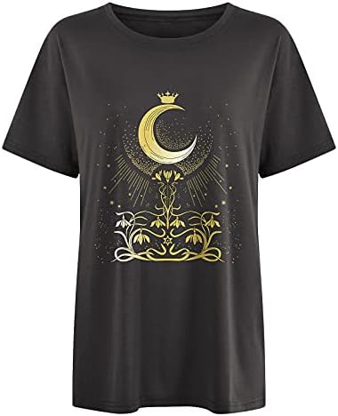 Camisetas gráficas de tamanho grande para mulheres, feminino feminina camisetas de impressão de lua